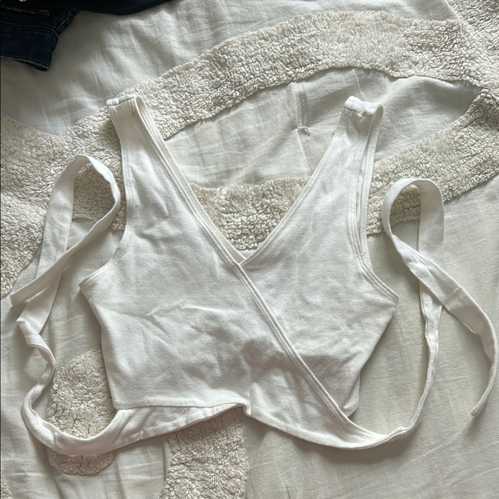 Hollister White Wrap Crop Top